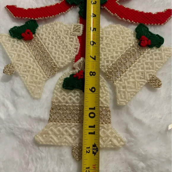 Vintage Crochet Knit Christmas Bells Candy Canes Decor Handmade 80’s Grannycore - Picture 10 of 10